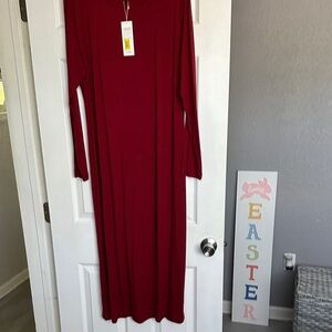 Eileen Fisher Long Sleeve Maxi Dress in Burgundy